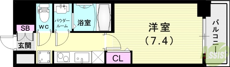 神戸市兵庫区下沢通のマンションの間取り