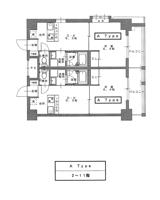 京都市下京区西七条掛越町のマンションの間取り