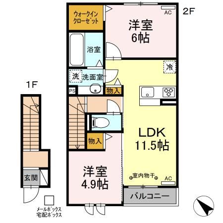 鈴鹿市南若松町のアパートの間取り