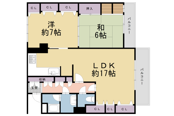 京都市中京区亀屋町のマンションの間取り