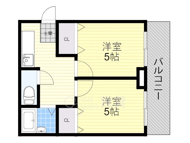 大阪市東淀川区豊新のマンションの間取り