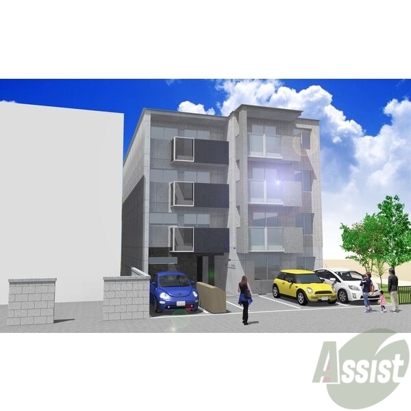 建物外観　外観予想パース　札幌市中央区北「（仮）ブリス北円山」