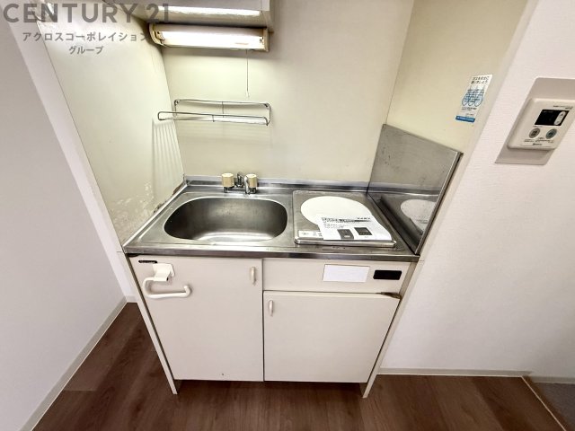 キッチン　1口IHコンロで火を使わず、料理初心者の方にもおすすめです！
