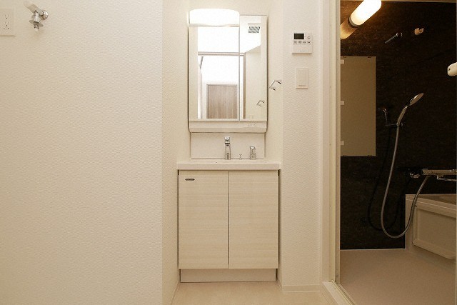 洗面設備　朝の支度にも助かる、独立の洗髪洗面化粧台