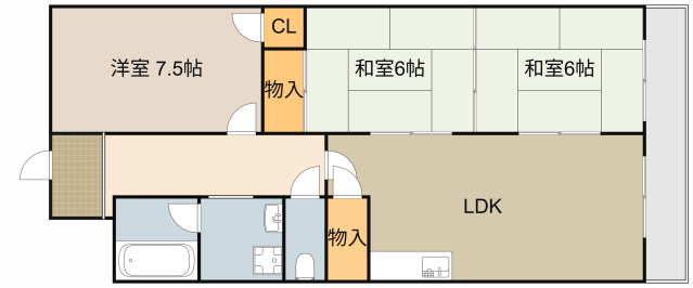 京阪本線 萱島駅 徒歩14分 6階建 築35年の間取り写真