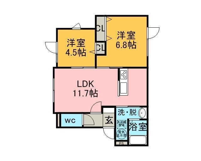 ＪＲ室蘭本線 鷲別駅 徒歩10分 2階建 築14年の間取り写真