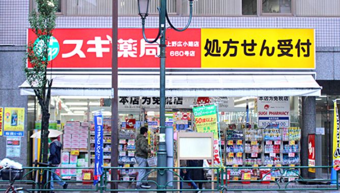 ドラックストア　スギ薬局上野広小路店（ドラッグストア）まで620m