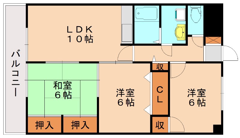 ＪＲ香椎線 和白駅 徒歩15分 4階建 築28年の間取り写真