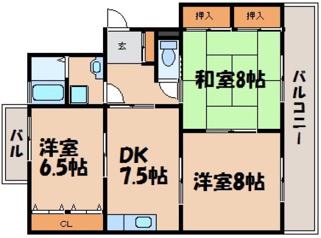 安芸郡海田町南昭和町のマンションの間取り