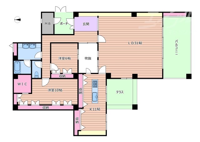 箕面市箕面のマンションの間取り