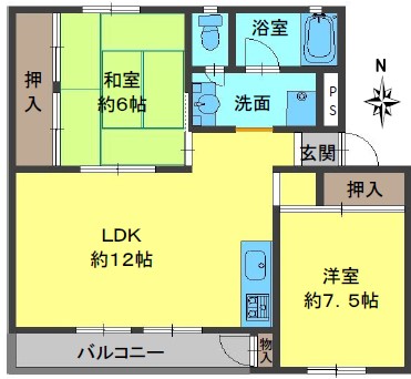 渦ケ森コーポ　10号館１０号館の間取り