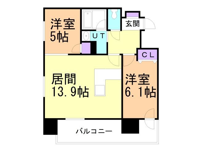 札幌市中央区南三条東のマンションの間取り