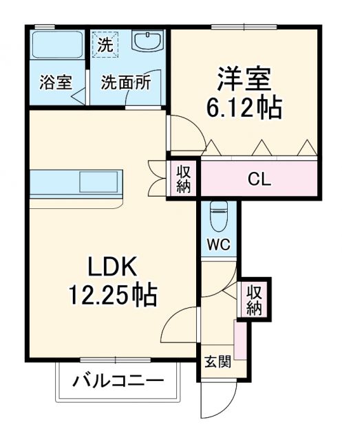 袋井市春岡のアパートの間取り