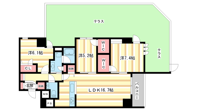 奈良市大宮町のマンションの間取り