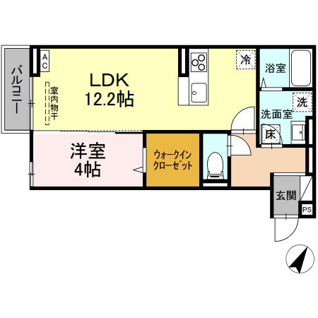 福山市山手町のアパートの間取り