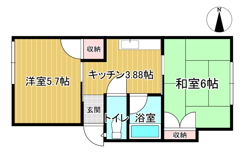 上田市塩川のアパートの間取り