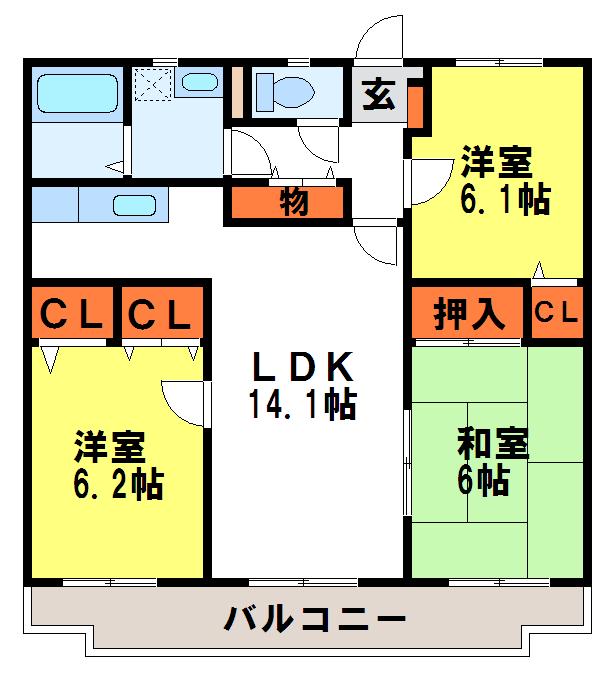 筑紫野市筑紫駅前通のマンションの間取り