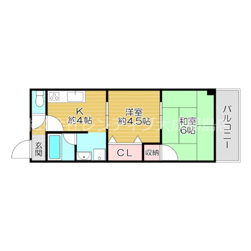 大阪市旭区中宮のマンションの間取り