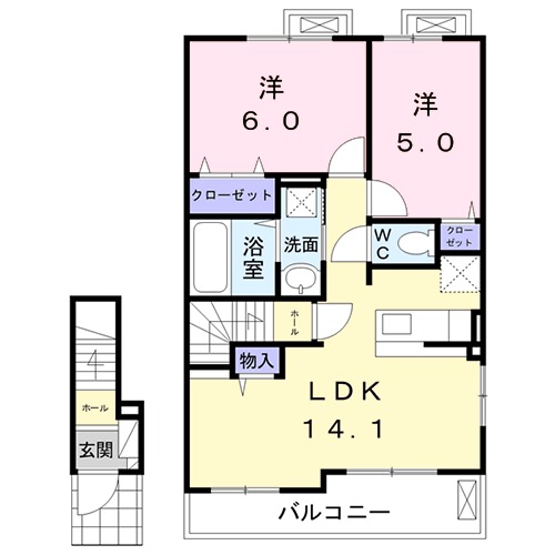 浜松市中央区笠井上町のアパートの間取り