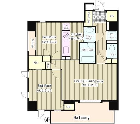 世田谷区用賀のマンションの間取り