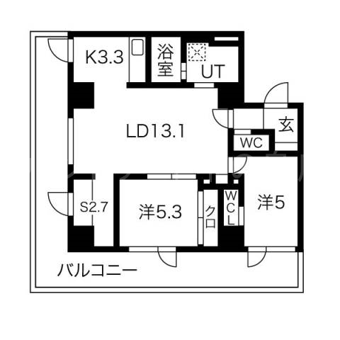 札幌市豊平区平岸三条のマンションの間取り