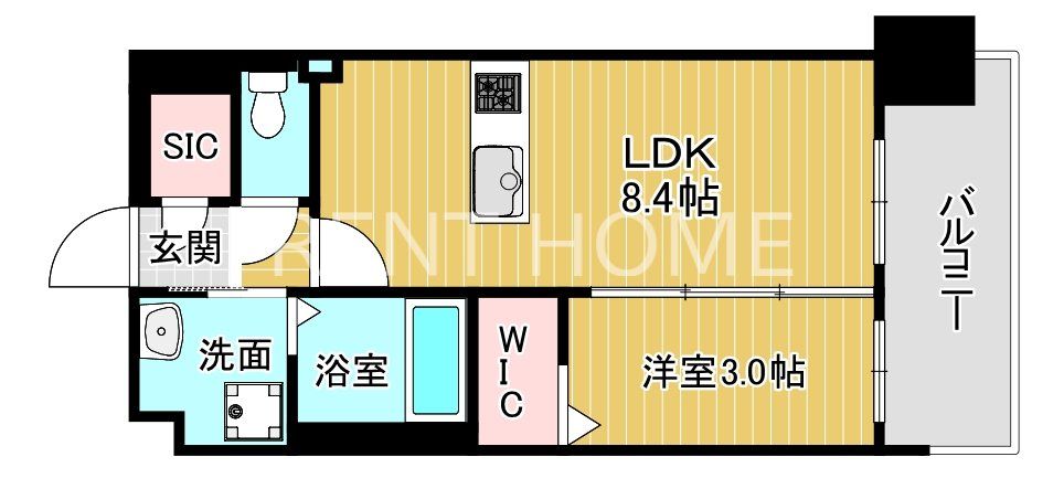 東大阪市足代北のマンションの間取り