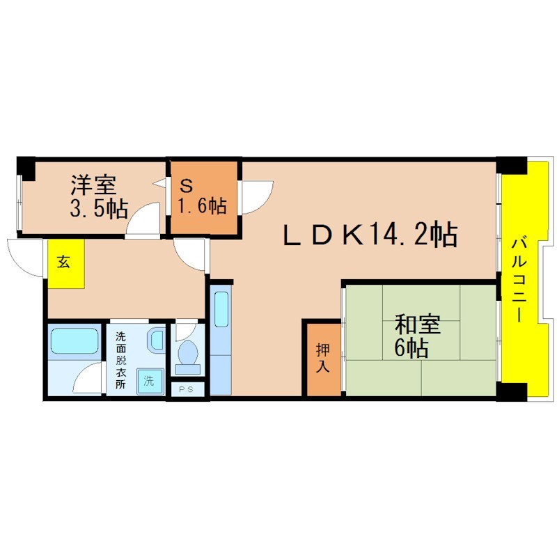 神戸市中央区港島中町のマンションの間取り