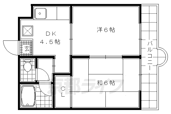 京都市右京区梅津中倉町のマンションの間取り