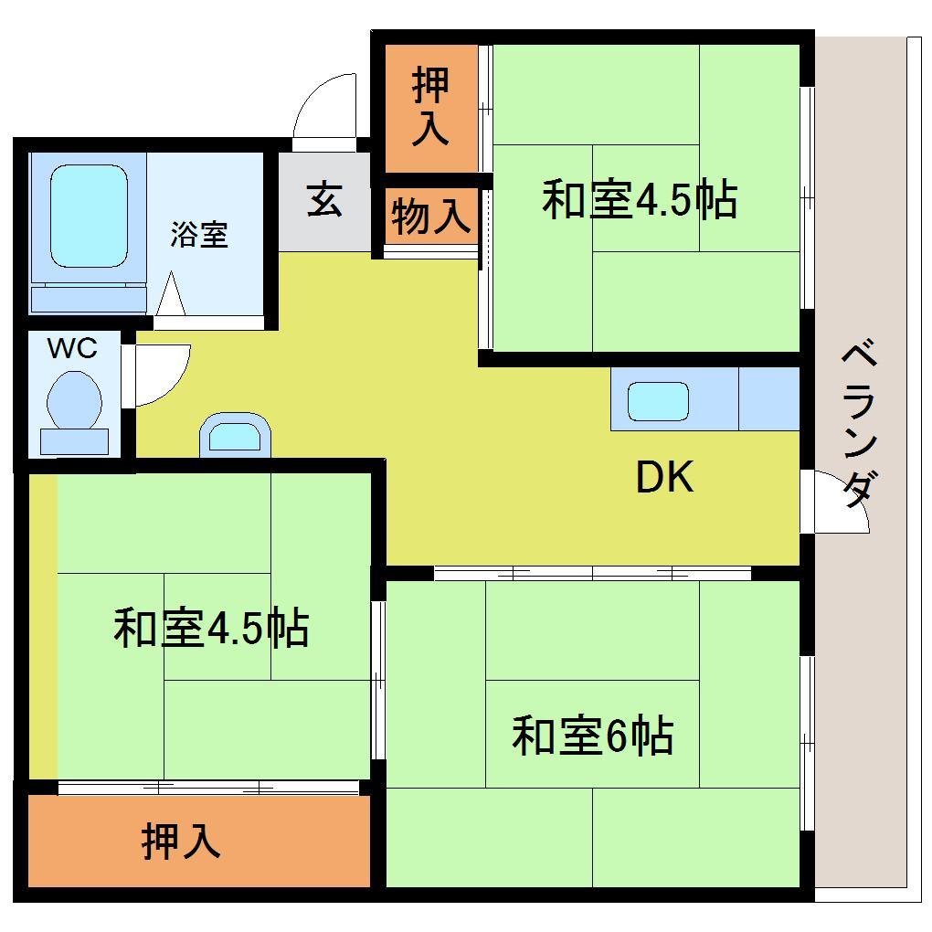 公社住宅花高団地A棟の間取り