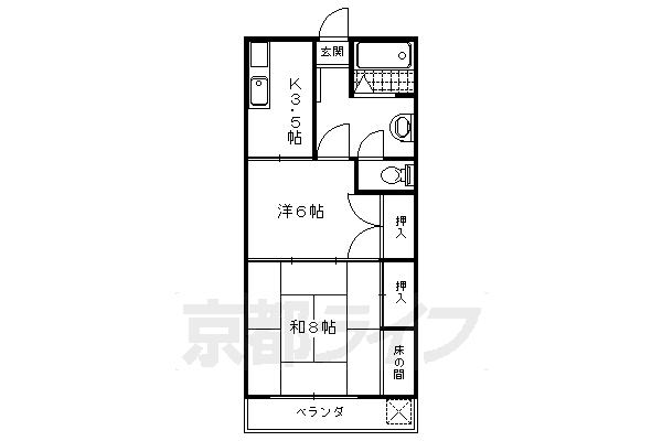 京都市右京区西院西田町のマンションの間取り