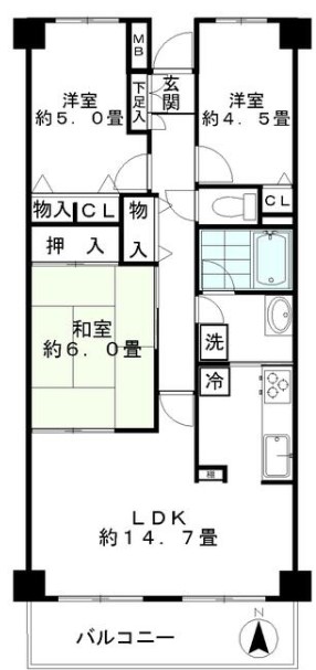 江東区北砂のマンションの間取り