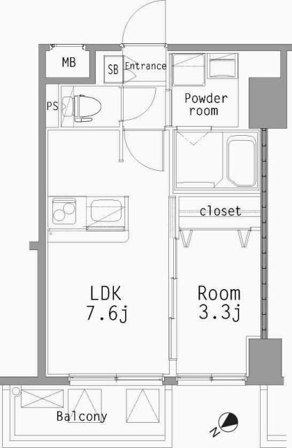 【福岡市博多区中洲のマンションの間取り】