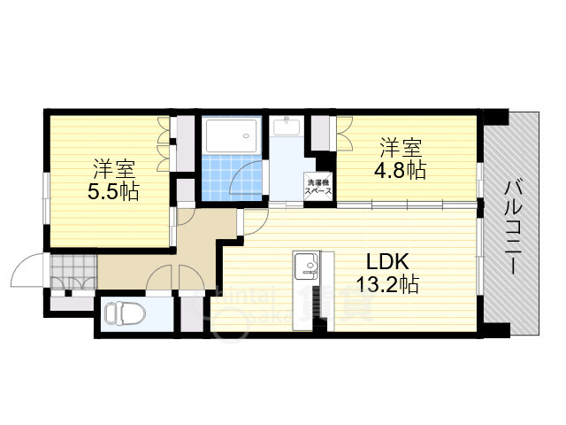 大阪市東淀川区下新庄のマンションの間取り