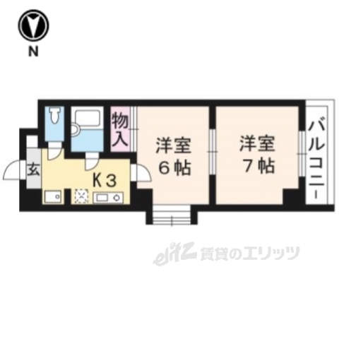 京都市中京区船屋町のマンションの間取り