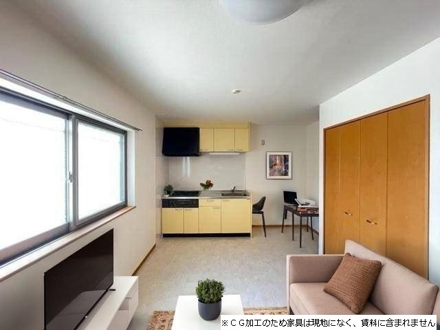 居室・リビング　ＣＧ加工の為、家具は現地になく、賃料には含まれません。
