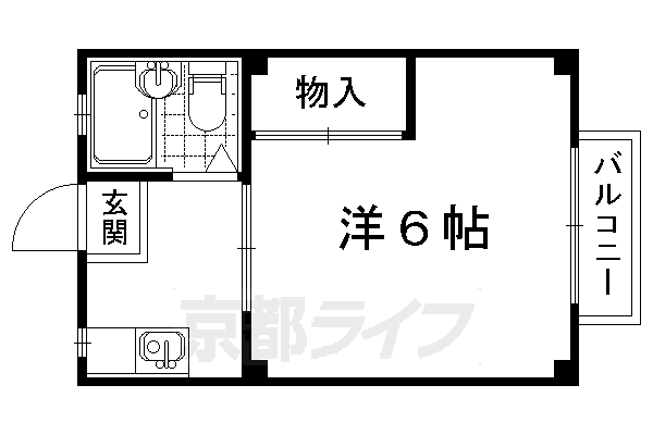 京都市右京区山ノ内荒木町のアパートの間取り