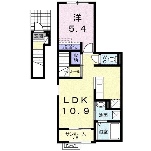 長岡市中島のアパートの間取り