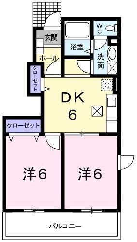埼玉県坂戸市にっさい花みず木６（アパート）の賃貸物件の間取り