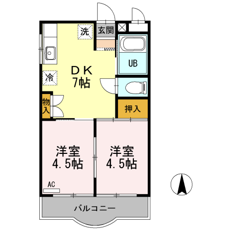 尾道市新浜のマンションの間取り