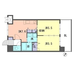 福岡県福岡市博多区榎田１（マンション）の賃貸物件の間取り