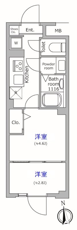 グローリオシェルト池袋本町の間取り