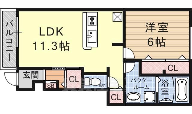 京都市山科区勧修寺御所内町のアパートの間取り