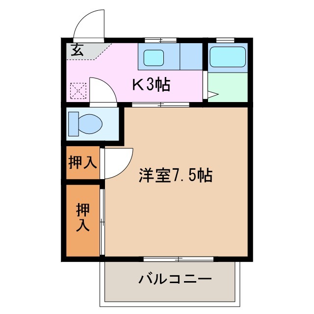 津市一身田平野のアパートの間取り