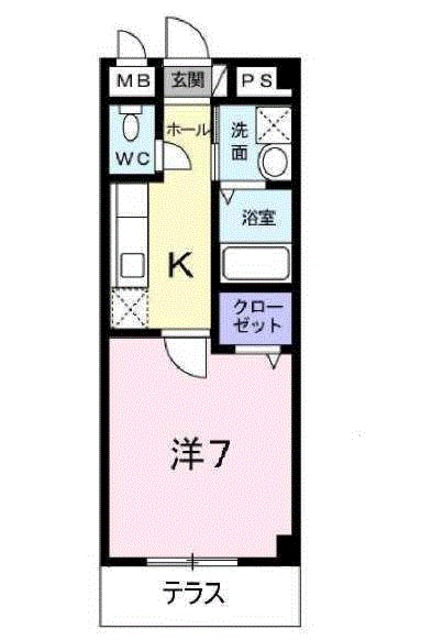 京都市北区等持院中町のアパートの間取り