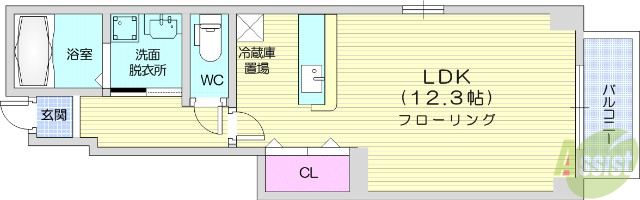 仙台市宮城野区中野のアパートの間取り