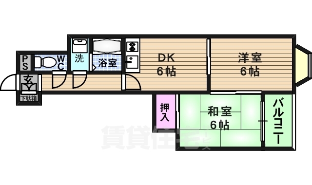 大阪市生野区中川東のマンションの間取り