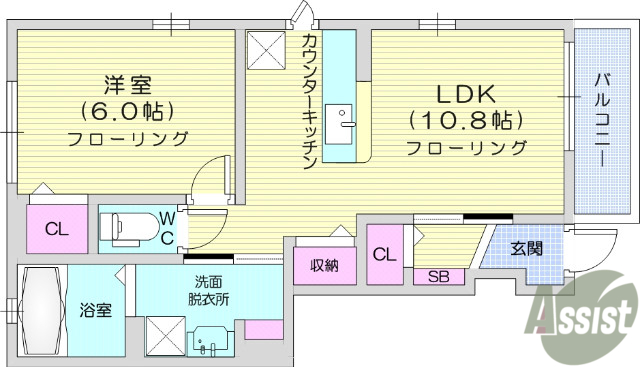 仙台市青葉区郷六のアパートの間取り