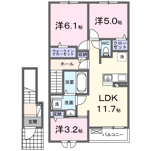 東岐波アパートＡの間取り