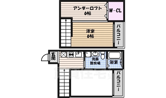 名古屋市熱田区河田町のアパートの間取り