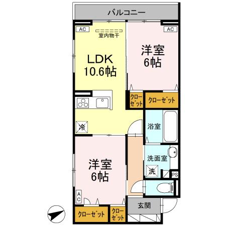 【徳島市北田宮のマンションの間取り】